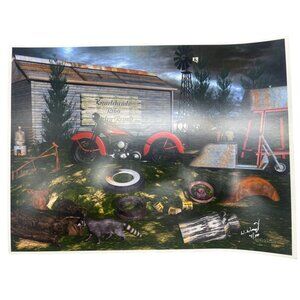 LE GM Harley Davidson motorcycle print artwork signed 4/50 16x12" READ